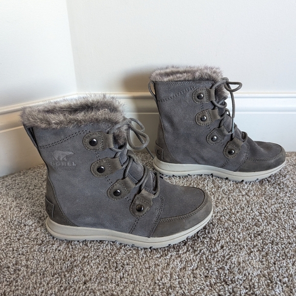Sorel Explorer Joan Grey Waterproof Boot sz 5 - Picture 1 of 8
